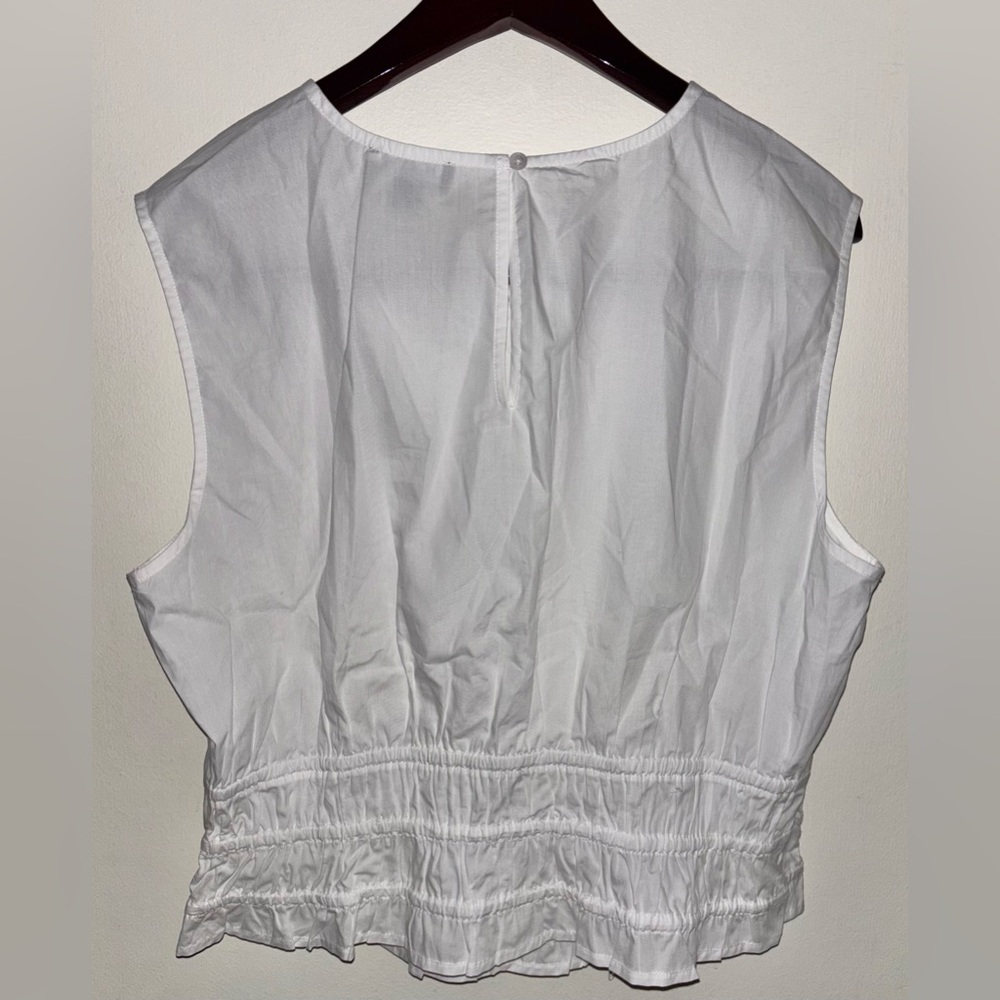 NWT J.Crew Hyacinth Top Cotton Poplin White Smocking Summer Lightweight Feminine - Picture 7 of 12